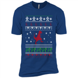 Dinosaur and Santa Ugly Christmas Sweater - Premium Short Sleeve T-Shirt