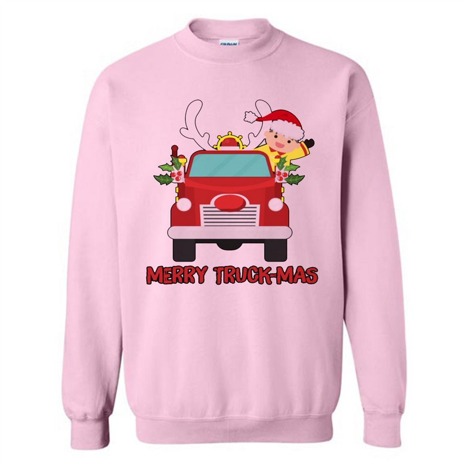 Merry Truck-Mas Christmas Fire Truck Cute Reindeer Sporty - Sweatshirt