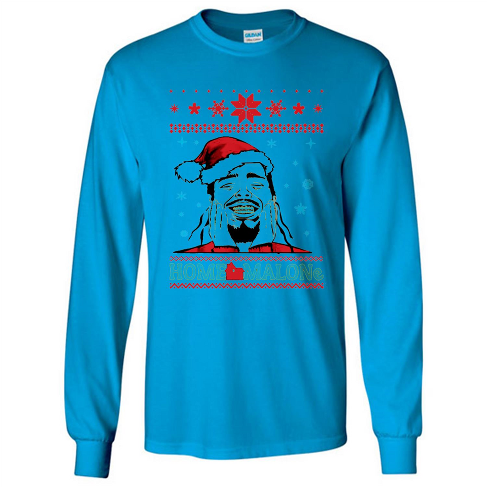 Home Malone Christmas Sweater PINGPONG - Long Sleeve T-Shirt