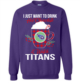 I Just Want To Drink Hot Chocolate & Watch Tennessee Titans Ugly Christmas Sweater PINGPONG