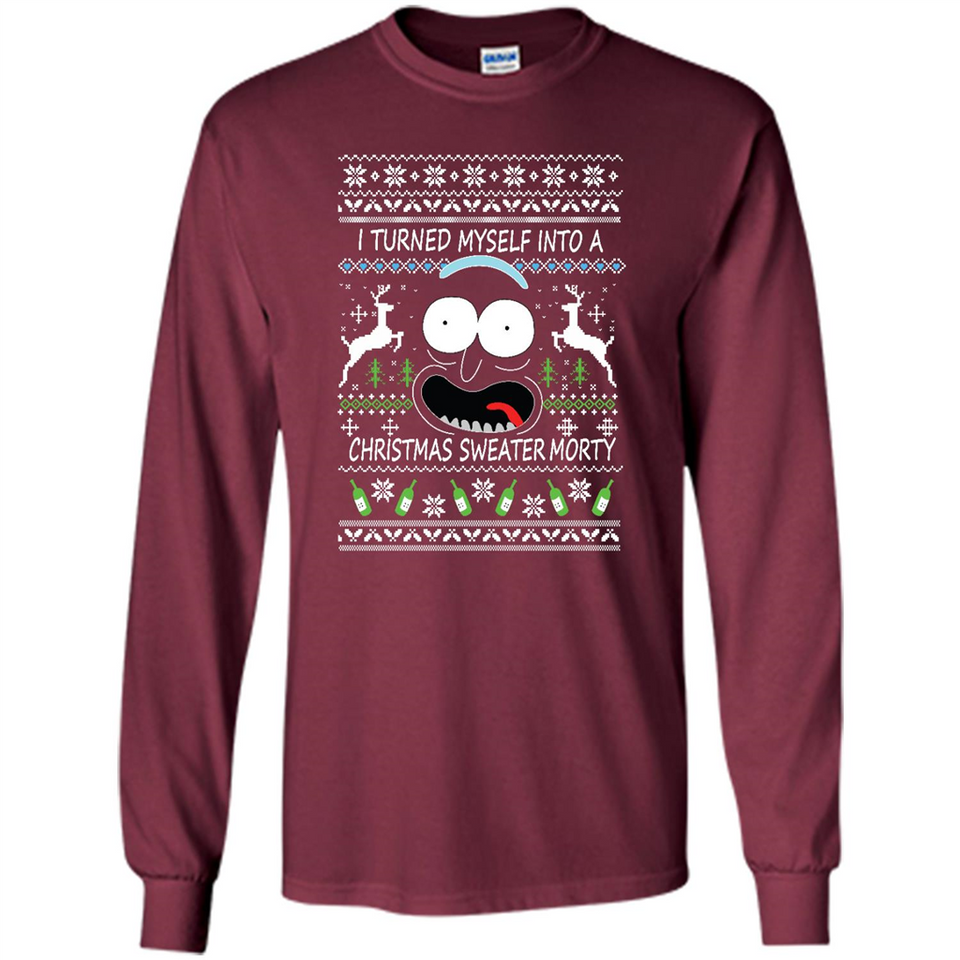 RICK AND MORTY-I TURNED MYSELF INTO A CHRISTMAS SWEATER MORTY UGLY XMAS SWEATER