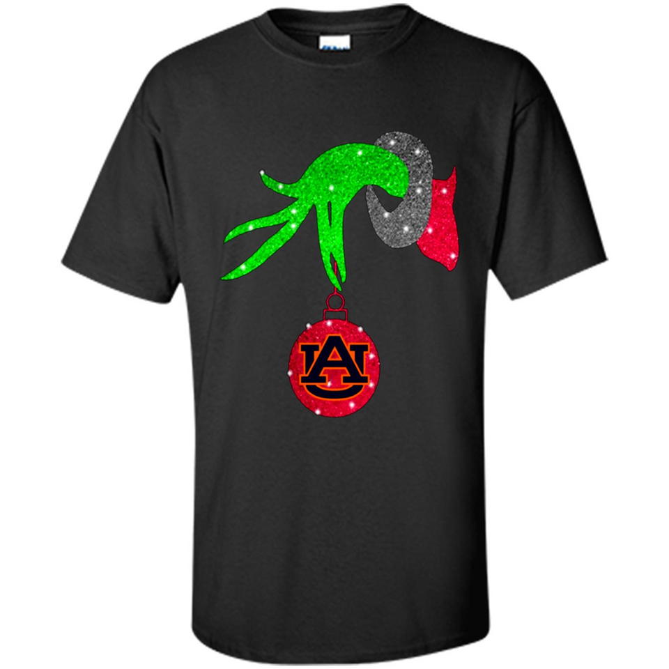 GRINCH HAND HOLDING AUBURN TIGERS GLITTER CHRISTMAS PINGPONG