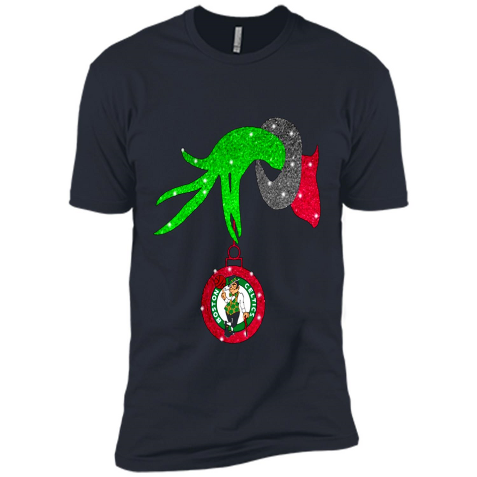 GRINCH HAND HOLDING BOSTON CELTICS NBA GLITTER CHRISTMAS PINGPONG