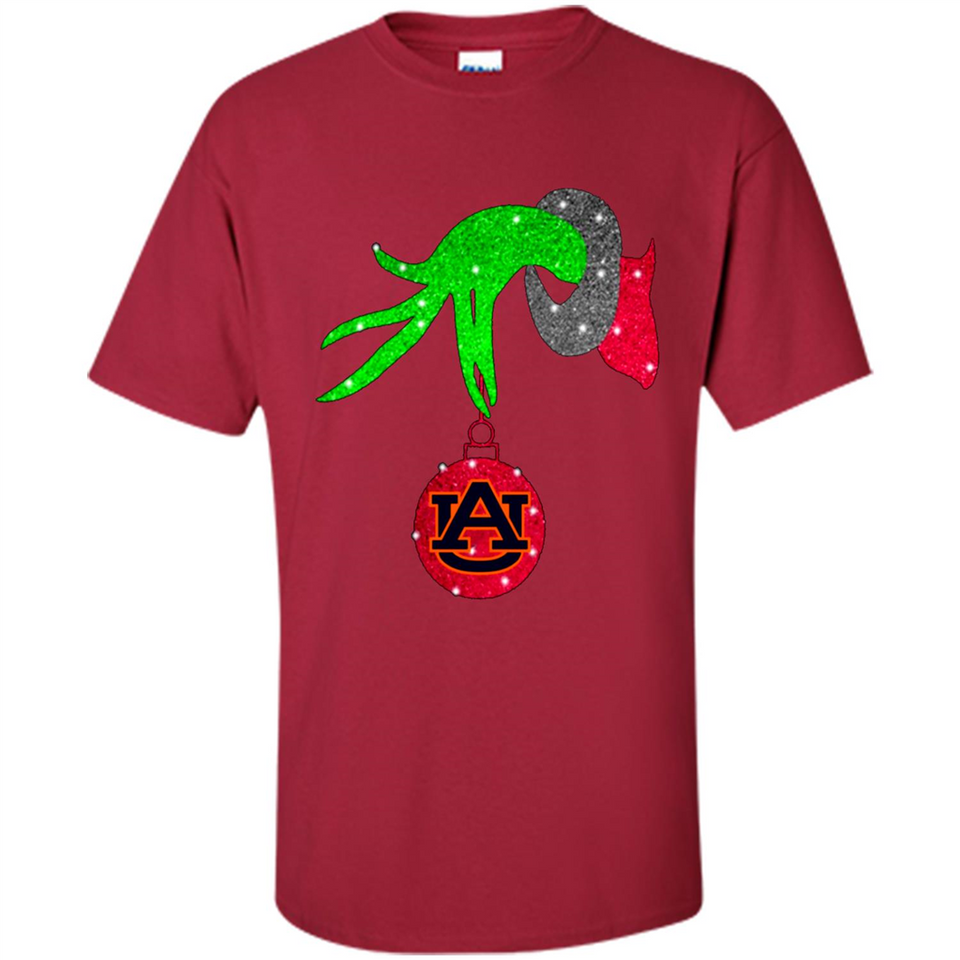 GRINCH HAND HOLDING AUBURN TIGERS GLITTER CHRISTMAS PINGPONG