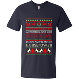 Funny Farmers Gift Ugly Santa Claus Horsepower - Men's V-Neck