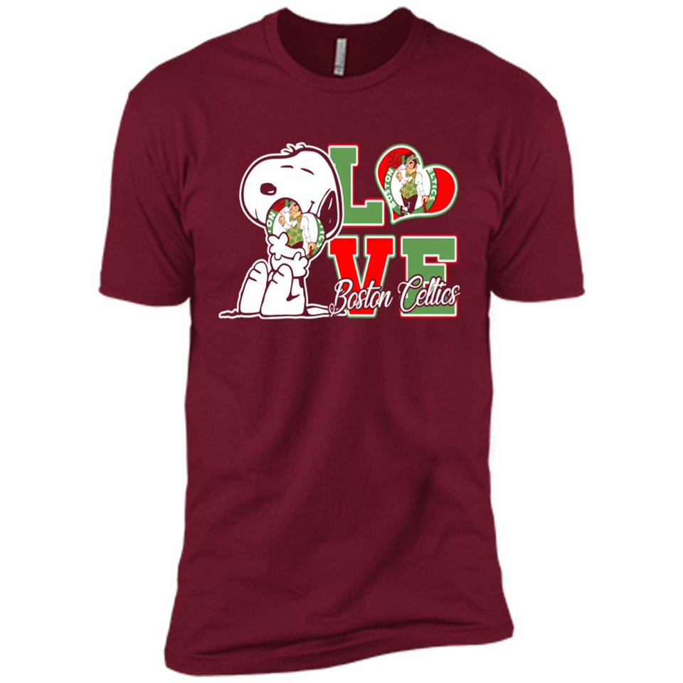 Snoopy loves NBA Boston Celtics - Premium Short Sleeve T-Shirt