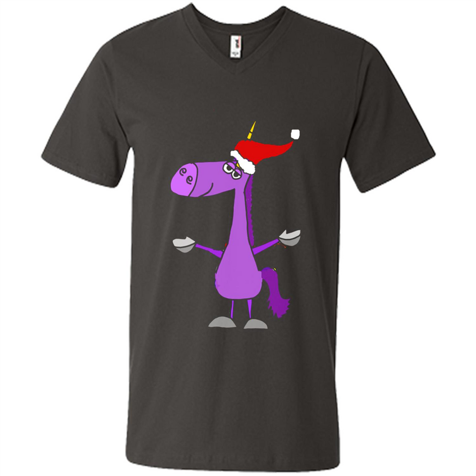 Funny Christmas Unicorn in Santa Hat - Men's V-Neck