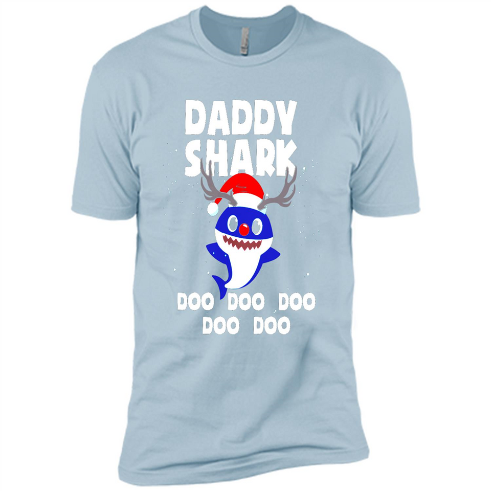 Daddy Shark Costume Reindeer Funny Christmas T-Shirt - Premium Short Sleeve T-Shirt