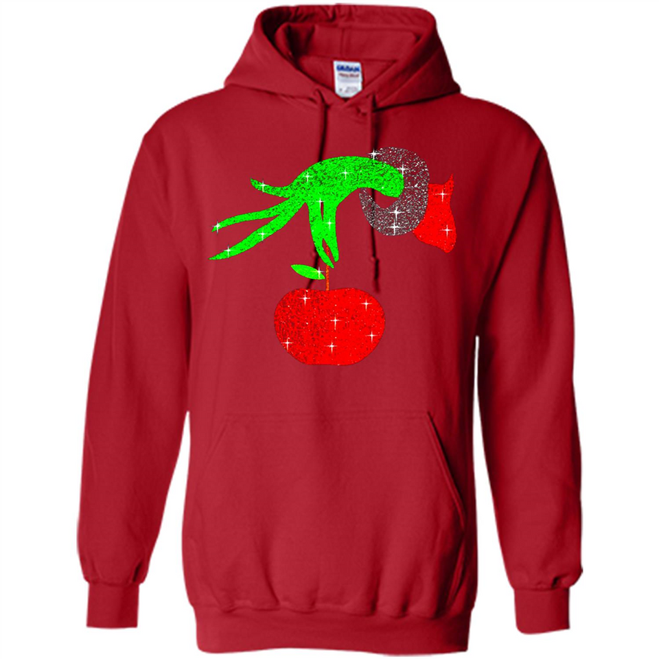 Christmas The Grinch Hand Holding Apple Ornament sweater - Hoodie