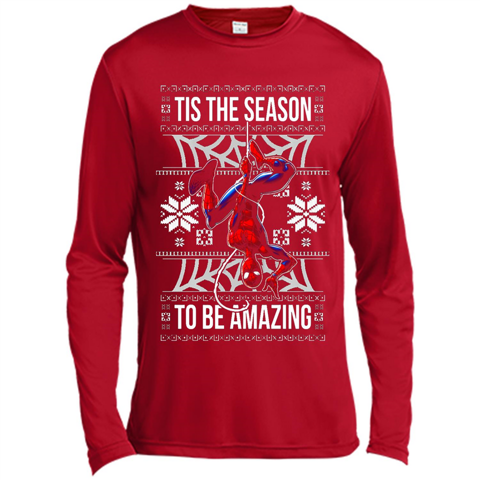 Marvel Spider Man Tis The Season To Be Amazing Ugly Christmas Mug PINGPONG - Canvas Long Sleeve T-Shirt
