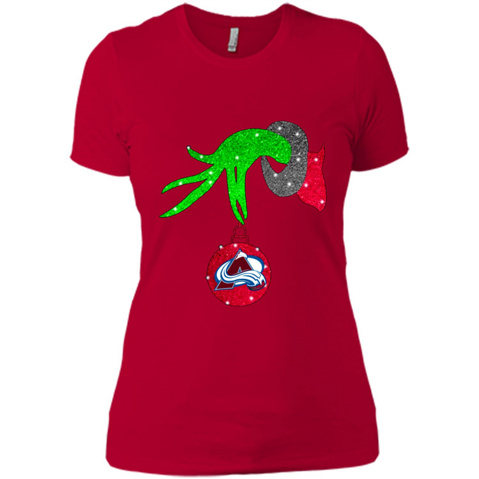 GRINCH HAND HOLDING COLORADO AVALANCHE GLITTER CHRISTMAS PINGPONG