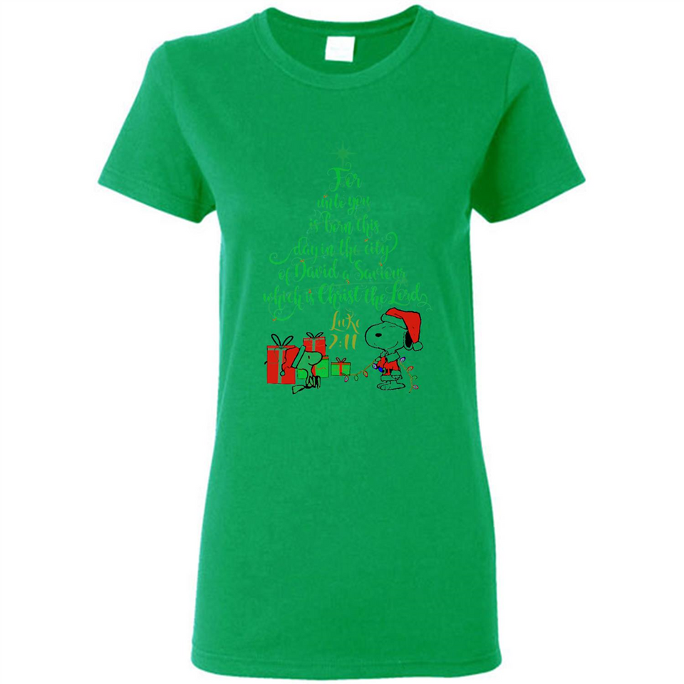 Snoopy Merry Christmas with Christmas tree T-Shirt - Ladies Short-Sleeve