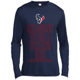 Reasons to be a Houston Texans Fan Complete List on Back - Canvas Long Sleeve T-Shirt