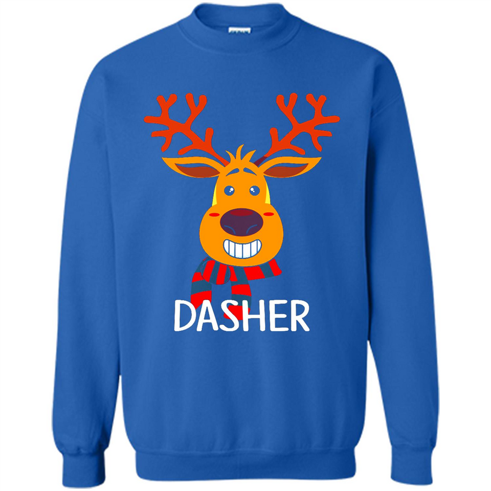 Dasher Reindeer Santa Claus Funny Xmas Holiday T-Shirt - Sweatshirt