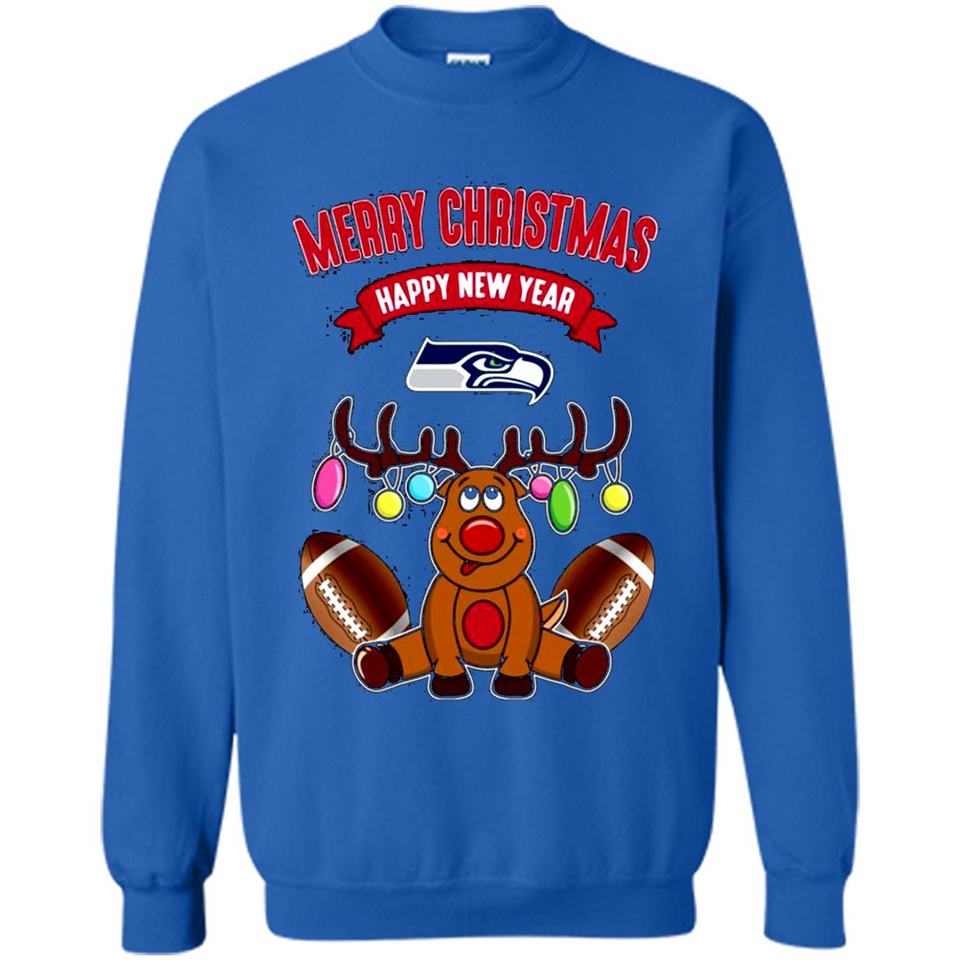 Seattle Seahawks NFL Reindeer Funny Merry Christmas And Happy New Year