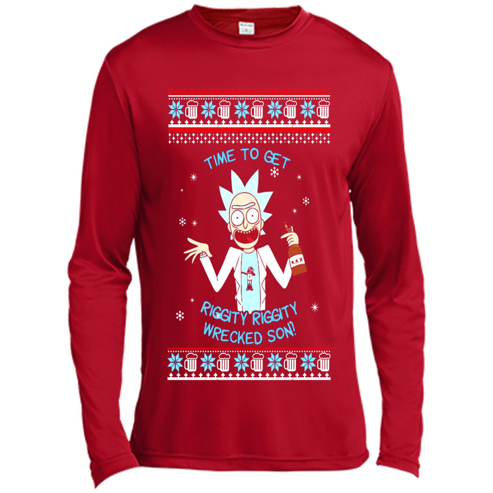 Rick and Morty Time to get Riggity Riggity Wrecked Son Christmas sweater - Canvas Long Sleeve T-Shirt