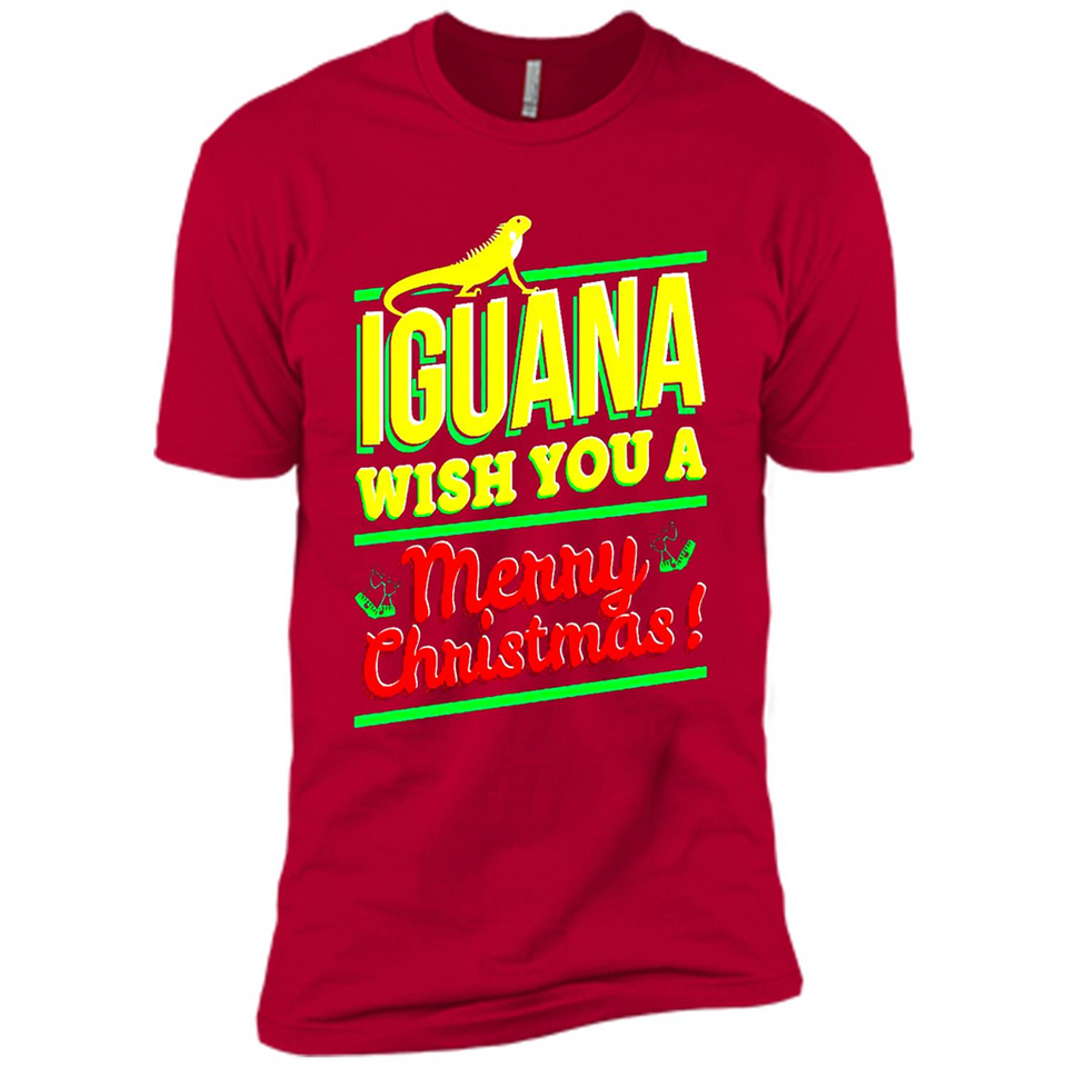 Iguana Wish You A Merry Christmas Animal - Premium Short Sleeve T-Shirt