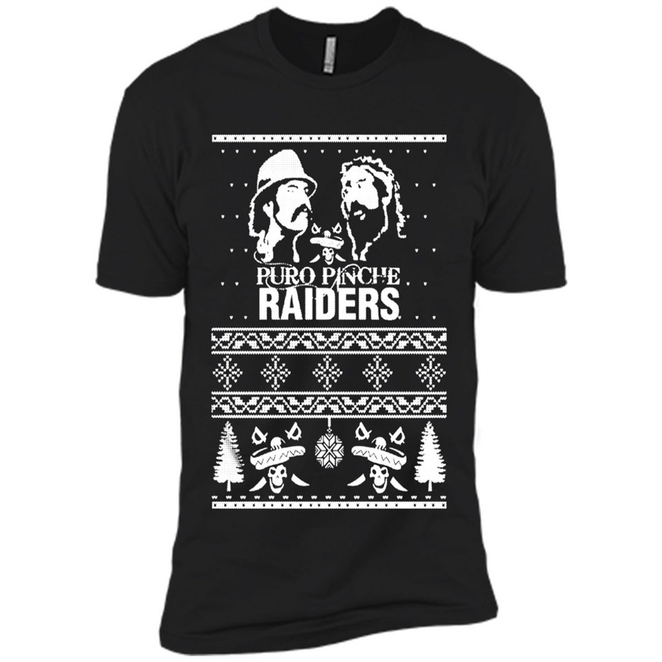 Puro Pinche Raiders Ugly Christmas Sweater - Premium Short Sleeve T-Shirt