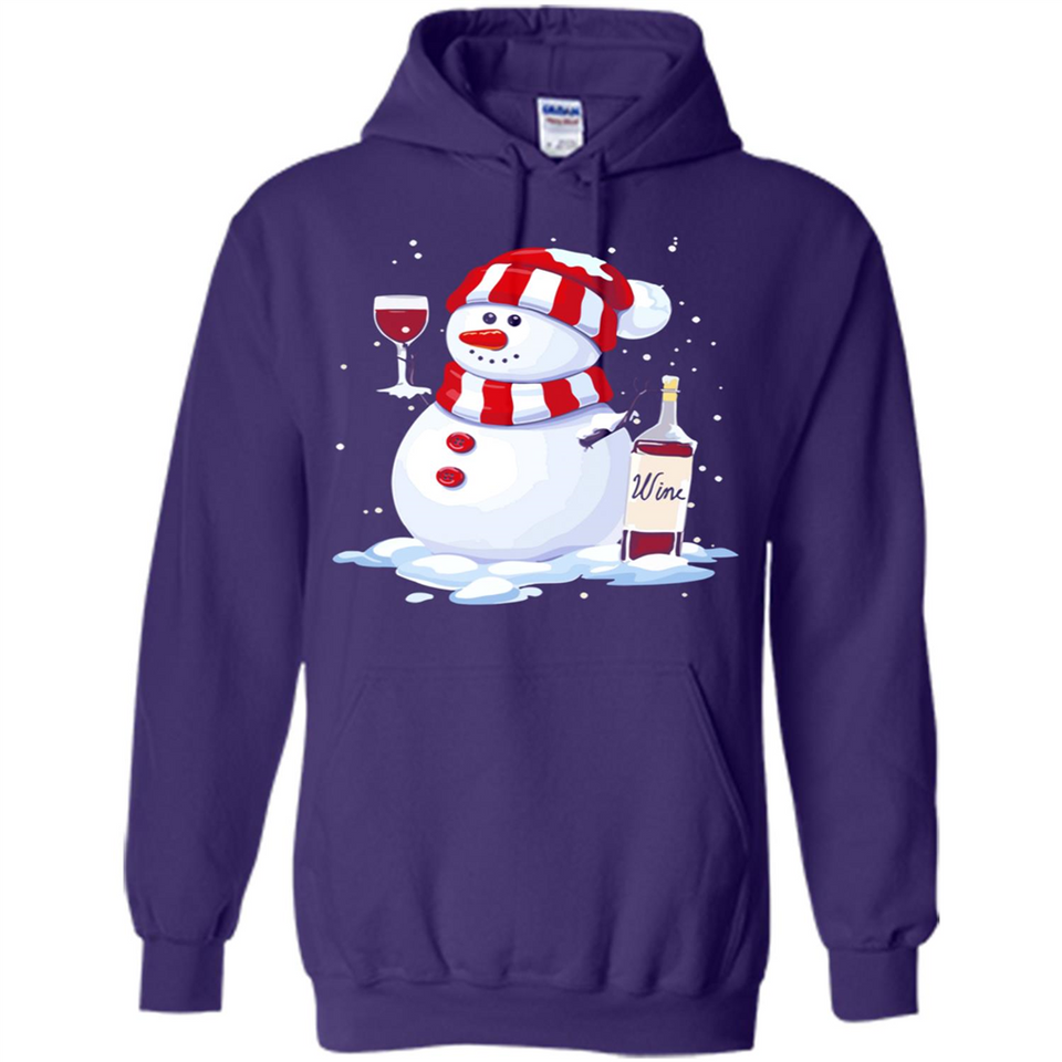 Cute Snowman drink Red Wine Christmas - Hoodie