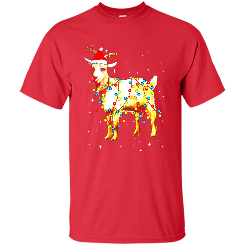 Christmas Lights Goat Wearing Santa Hat T-Shirt - Shirt