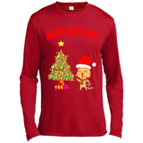 Meow merry christmas- cat and pine merry christmas - Canvas Long Sleeve T-Shirt