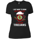 I Just Want To Drink Hot Chocolate & Watch USC Trojans Ugly Christmas Sweater PINGPONG