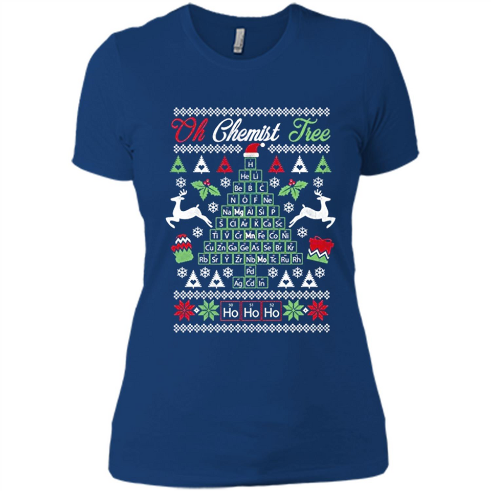 Chemist Tree Shirt Oh Chemistry Tree Ugly Christmas - Ladies' Boyfriend T-Shirt