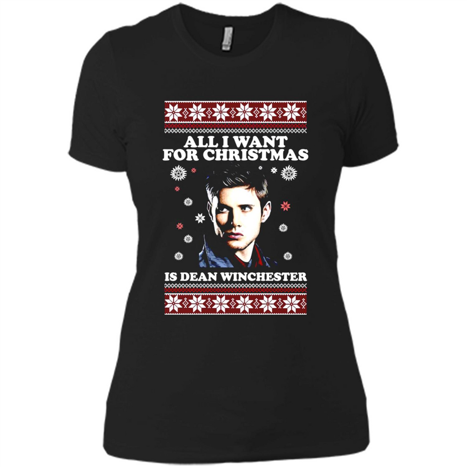All I want for Christmas is Dean Winchester sweater - Ladies' Boyfriend T-Shirt