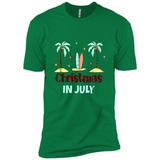 Christmas In July Shirt Surfing Palm Trees Surfboard - Premium Short Sleeve T-Shirt