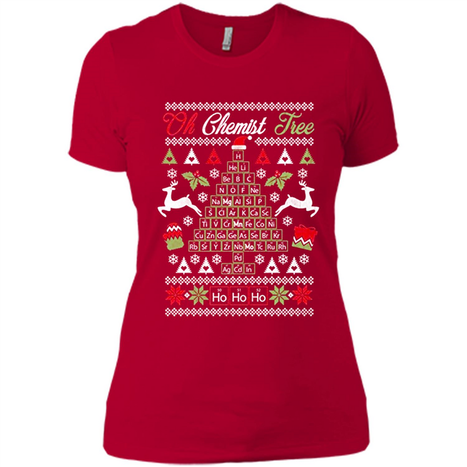 Chemist Tree Shirt Oh Chemistry Tree Ugly Christmas - Ladies' Boyfriend T-Shirt