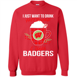 I Just Want To Drink Hot Chocolate & Watch Wisconsin Badgers Ugly Christmas Sweater PINGPONG