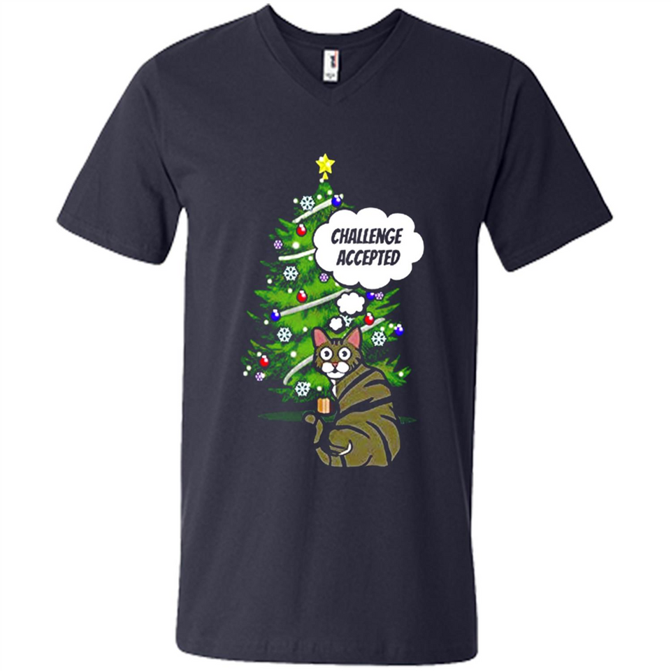Christmas Tree Cat Long Sleeve Christmas Shirt for Cat Lover - Men's V-Neck
