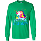 Unicorns are born in October Birthday Rainbow Gift Ladies Custom