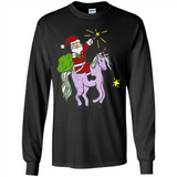 Distressed Retro Santa Riding Unicorn - Long Sleeve T-Shirt