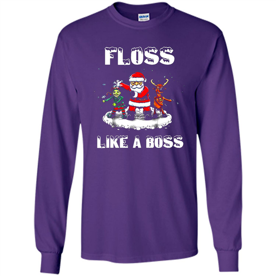 Floss Like A Boss Santa Flossing Dance Funny - Long Sleeve T-Shirt