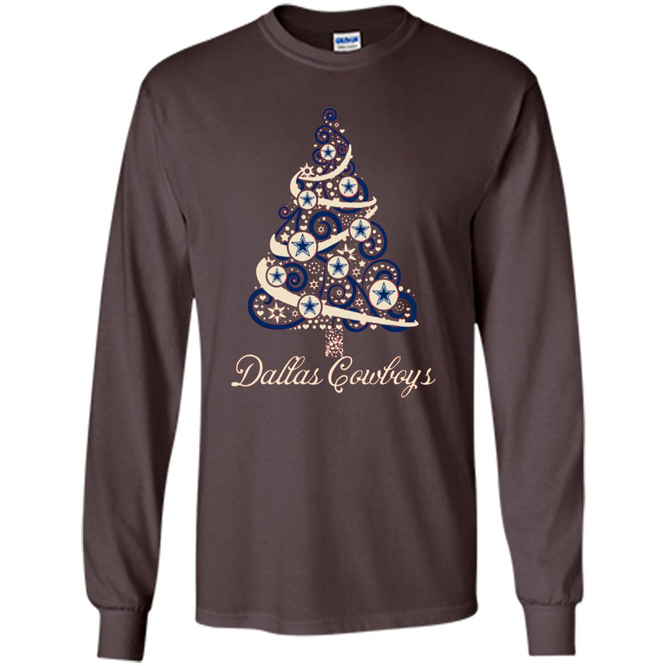 Dallas Cowboys NFL Football Team Logo Christmas Tree T-Shirt - Long Sleeve T-Shirt