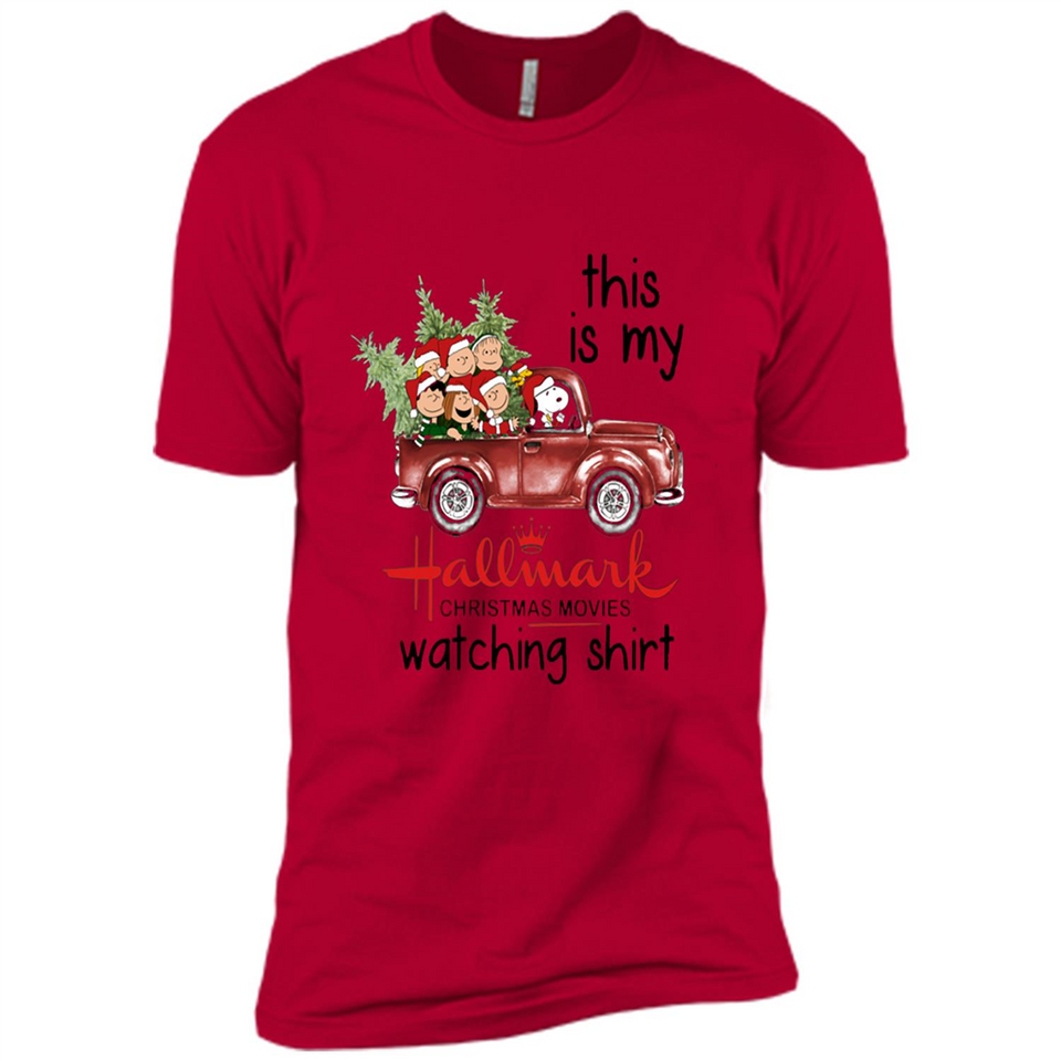 Snoopy This Is My Hallmark Christmas Movies Watching T-Shirt - Premium Short Sleeve T-Shirt