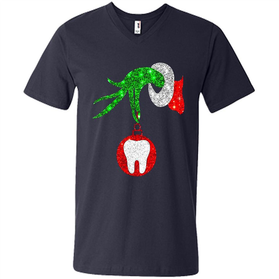 Christmas Nurse Grinch hand holding clinic dental ornament - Men's V-Neck