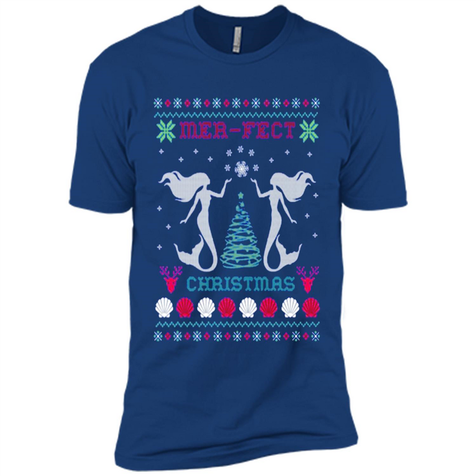 Mermaid Mer-Fect Ugly Christmas Sweater - Premium Short Sleeve T-Shirt
