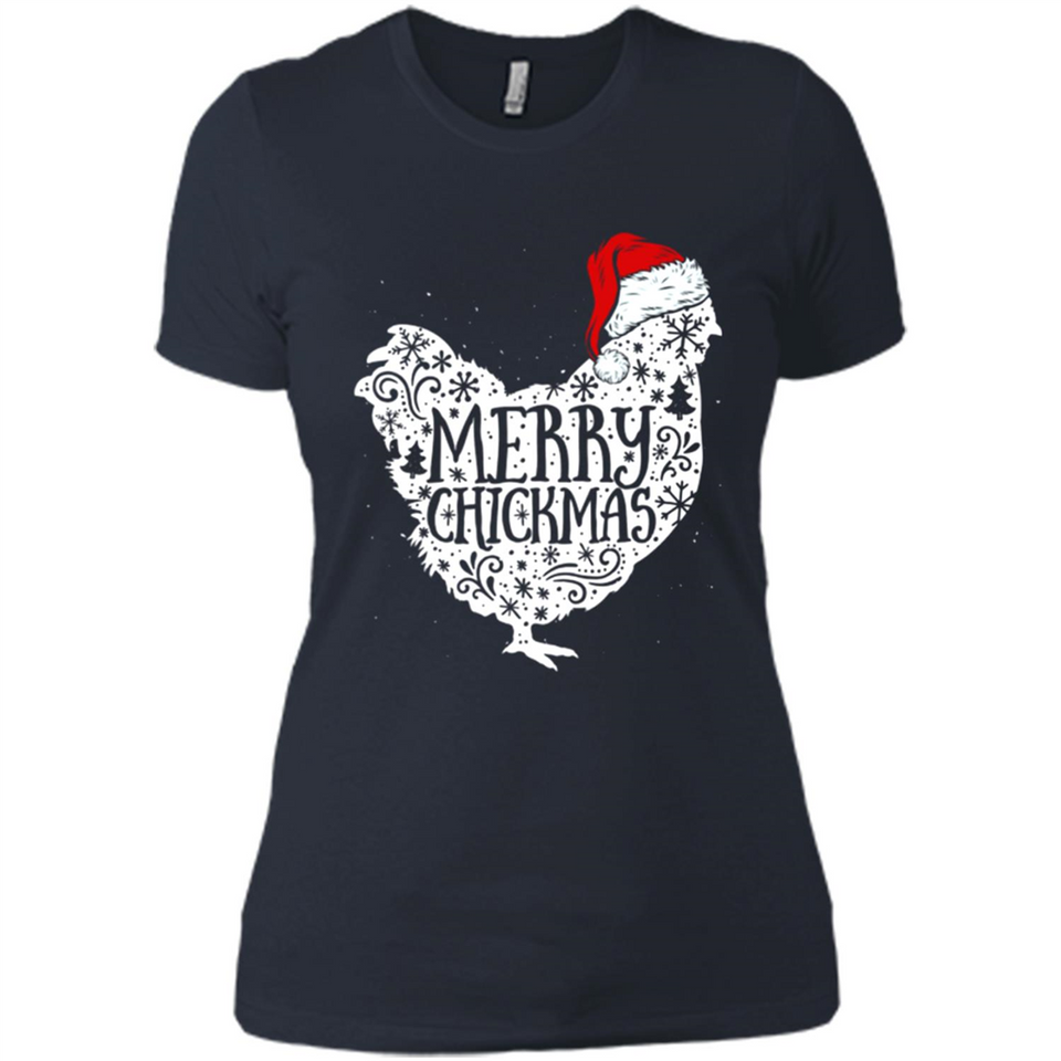 Chicken Christmas T Shirt Merry Chickmas Santa Claus Gifts - Ladies' Boyfriend T-Shirt