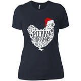 Chicken Christmas T Shirt Merry Chickmas Santa Claus Gifts - Ladies' Boyfriend T-Shirt
