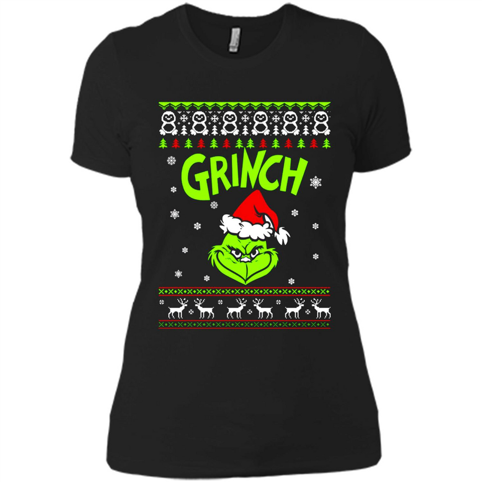 The Grinch Face Christmas - Ladies' Boyfriend T-Shirt