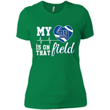 New York Giants Football My Heart is on that Field - Ladies' Boyfriend T-Shirt