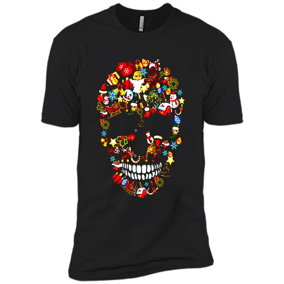 Skull Christmas Decorations Merry Xmas T-Shirt - Premium Short Sleeve T-Shirt