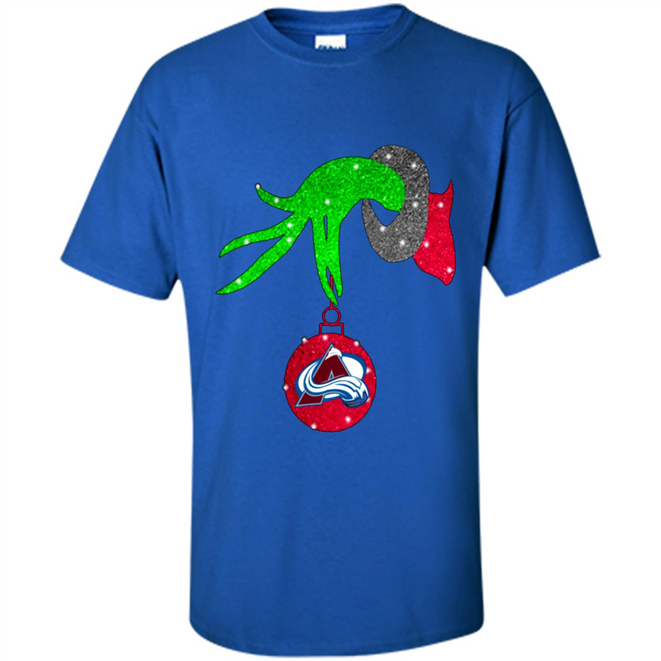 GRINCH HAND HOLDING COLORADO AVALANCHE GLITTER CHRISTMAS PINGPONG