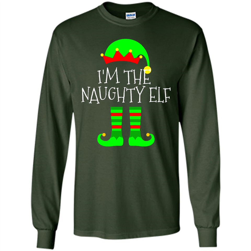 Matching Family Christmas Shirt Funny I'm The Naughty Elf Black mugs PINGPONG - Long Sleeve T-Shirt