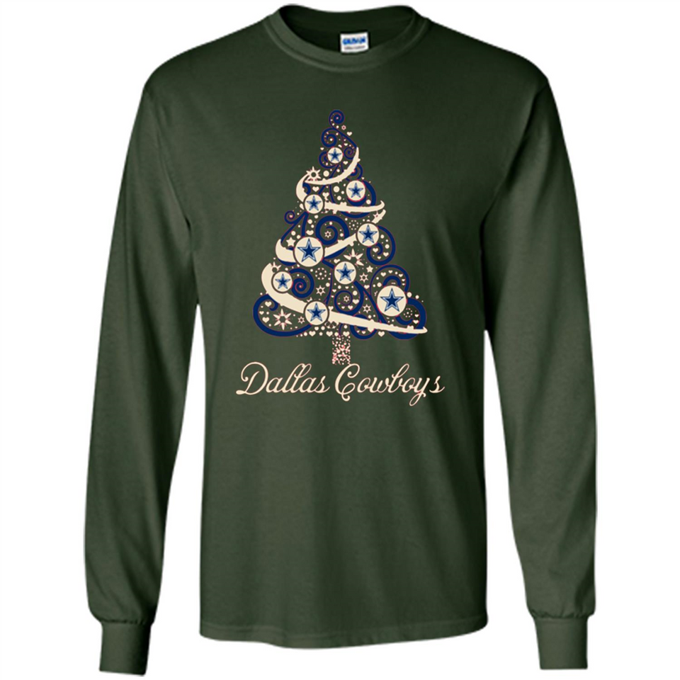 Dallas Cowboys NFL Football Team Logo Christmas Tree T-Shirt - Long Sleeve T-Shirt