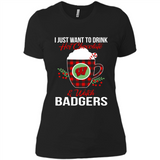 I Just Want To Drink Hot Chocolate & Watch Wisconsin Badgers Ugly Christmas Sweater PINGPONG