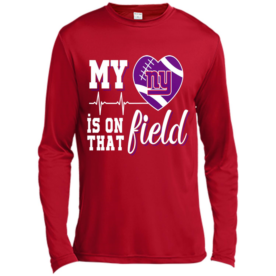 New York Giants Football My Heart is on that Field - Canvas Long Sleeve T-Shirt