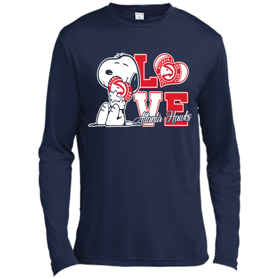 Snoopy loves NBA Atlanta Hawks - Canvas Long Sleeve T-Shirt
